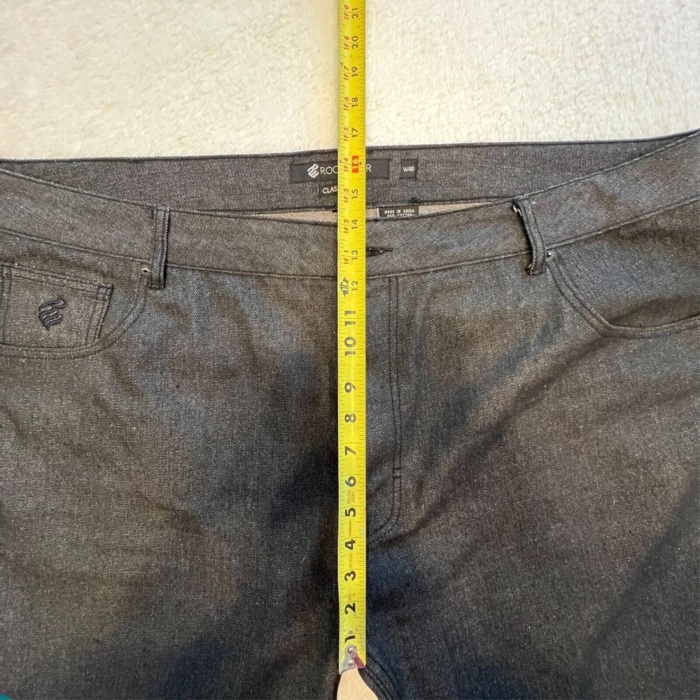 Rocawear Jeans 48x31 Classic Fit BLACK Embroidered Flap Pockets Y2k Baggy Wide - Picture 8 of 10